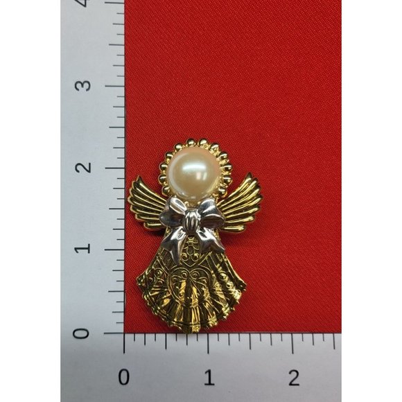 Christmas Pins Brooches Set of 4 Christmas Tree Angel Pearl Wreath Ornament - Picture 11 of 12